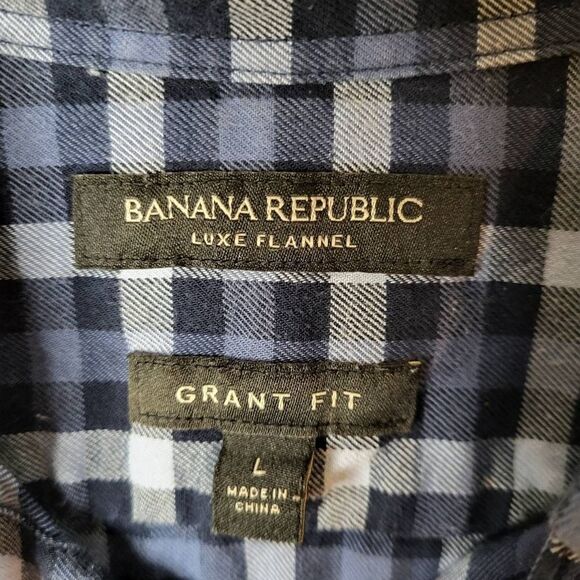 Banana Republic Mens Luxe Grant Fit Flannel Plaid Button Down Shirt Size Large - Picture 4 of 6